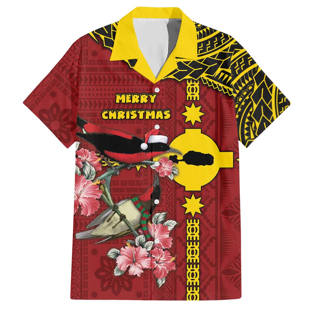 Rotuma Christmas Hawaiian Shirt Rotuma Myzomela Birds With Hibiscus Flowers DT05 Red - Polynesian Pride