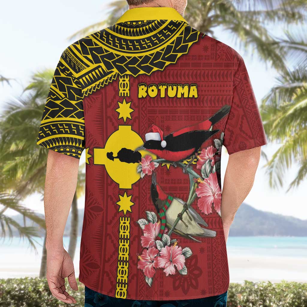 Rotuma Christmas Hawaiian Shirt Rotuma Myzomela Birds With Hibiscus Flowers DT05 - Polynesian Pride