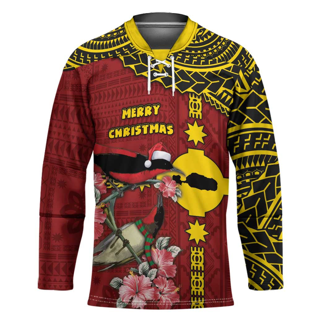 Rotuma Christmas Hockey Jersey Rotuma Myzomela Birds With Hibiscus Flowers - Polynesian Pride