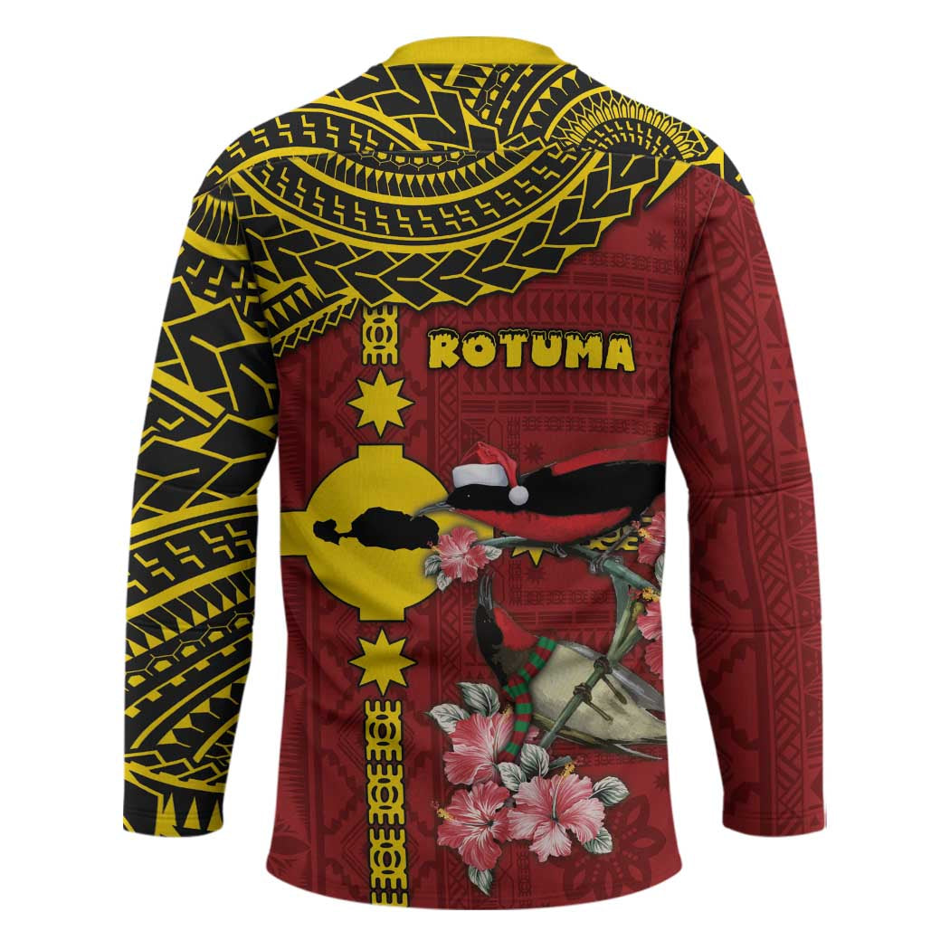 Rotuma Christmas Hockey Jersey Rotuma Myzomela Birds With Hibiscus Flowers DT05 - Polynesian Pride