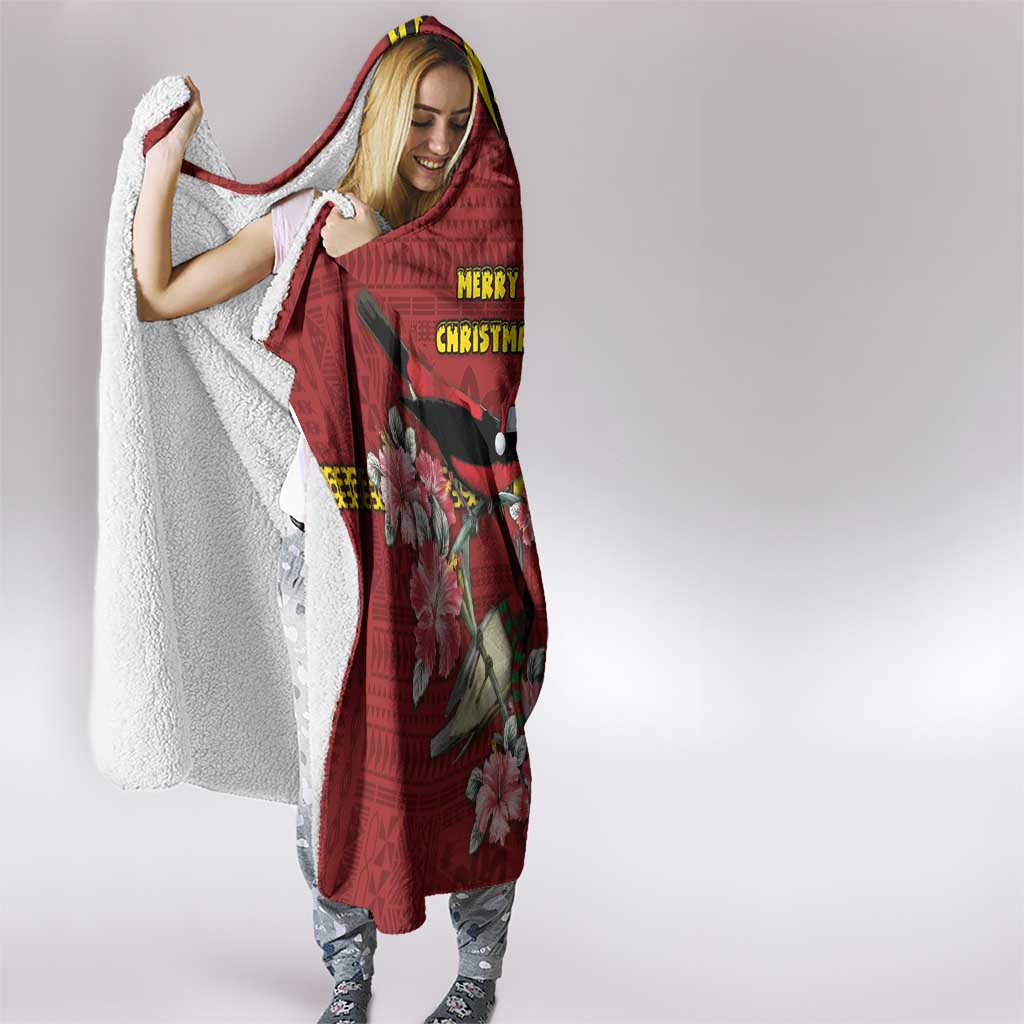 Rotuma Christmas Hooded Blanket Rotuma Myzomela Birds With Hibiscus Flowers - Polynesian Pride