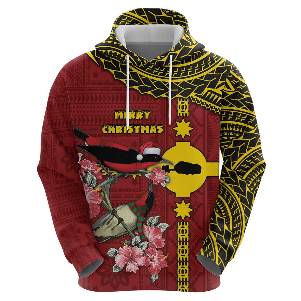 Rotuma Christmas Hoodie Rotuma Myzomela Birds With Hibiscus Flowers DT05 - Polynesian Pride