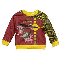 Rotuma Christmas Kid Ugly Christmas Sweater Rotuma Myzomela Birds With Hibiscus Flowers DT05 Kid Red - Polynesian Pride