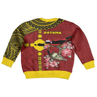 Rotuma Christmas Kid Ugly Christmas Sweater Rotuma Myzomela Birds With Hibiscus Flowers DT05 - Polynesian Pride