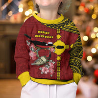 Rotuma Christmas Kid Ugly Christmas Sweater Rotuma Myzomela Birds With Hibiscus Flowers DT05 - Polynesian Pride