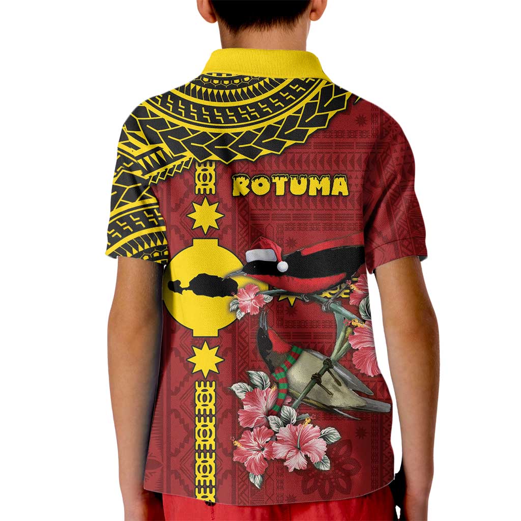 Rotuma Christmas Kid Polo Shirt Rotuma Myzomela Birds With Hibiscus Flowers DT05 - Polynesian Pride