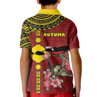 Rotuma Christmas Kid Polo Shirt Rotuma Myzomela Birds With Hibiscus Flowers DT05 - Polynesian Pride