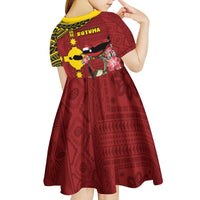 Rotuma Christmas Kid Short Sleeve Dress Rotuma Myzomela Birds With Hibiscus Flowers DT05 - Polynesian Pride