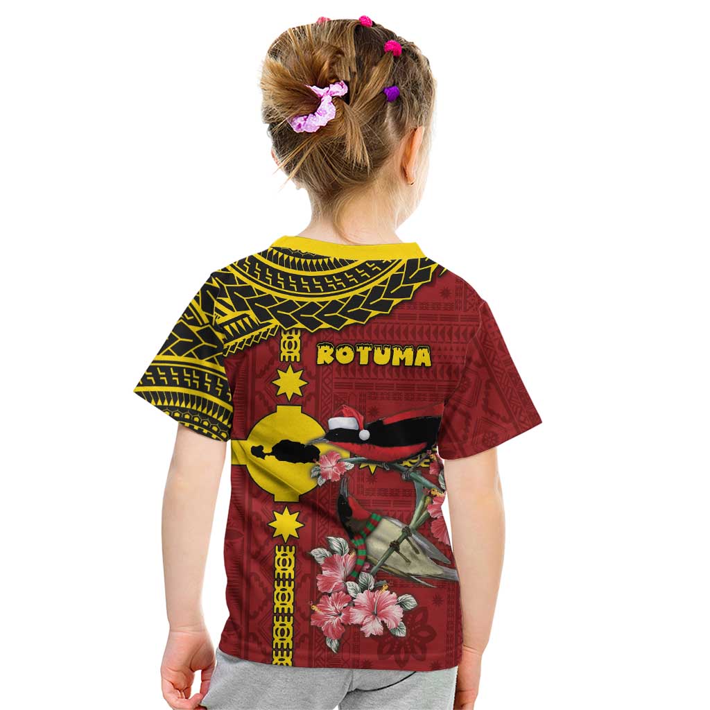 Rotuma Christmas Kid T Shirt Rotuma Myzomela Birds With Hibiscus Flowers DT05 - Polynesian Pride