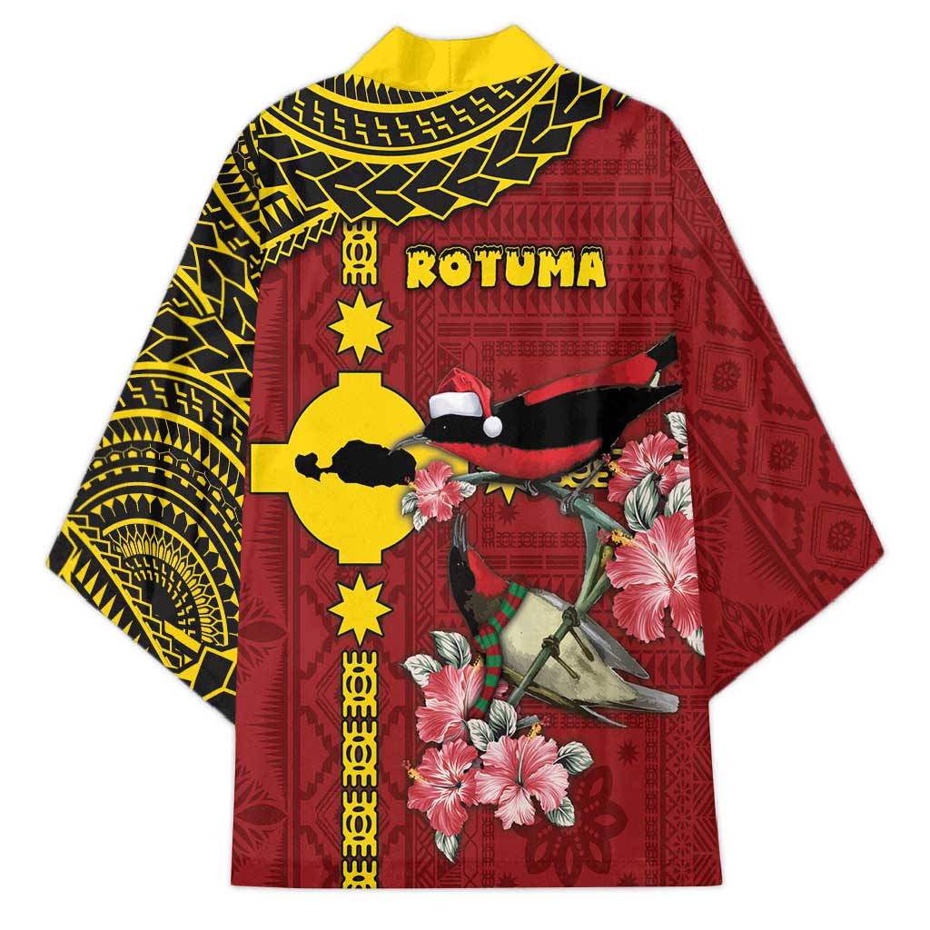 Rotuma Christmas Kimono Rotuma Myzomela Birds With Hibiscus Flowers DT05 - Polynesian Pride