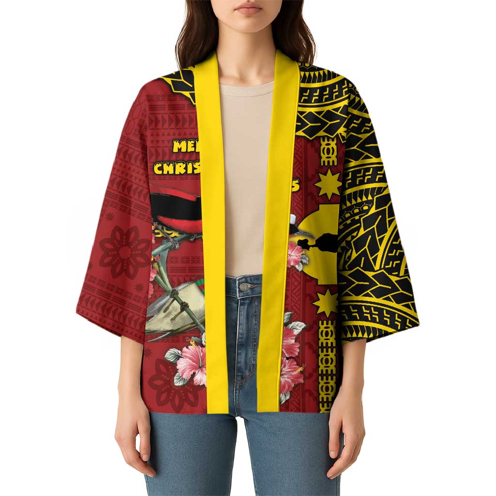 Rotuma Christmas Kimono Rotuma Myzomela Birds With Hibiscus Flowers DT05 - Polynesian Pride