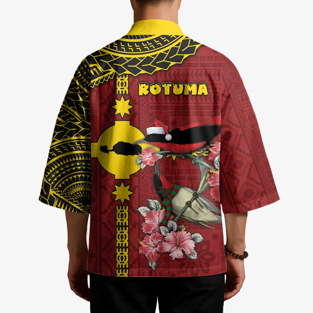 Rotuma Christmas Kimono Rotuma Myzomela Birds With Hibiscus Flowers DT05 - Polynesian Pride