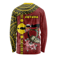 Rotuma Christmas Long Sleeve Shirt Rotuma Myzomela Birds With Hibiscus Flowers DT05 - Polynesian Pride