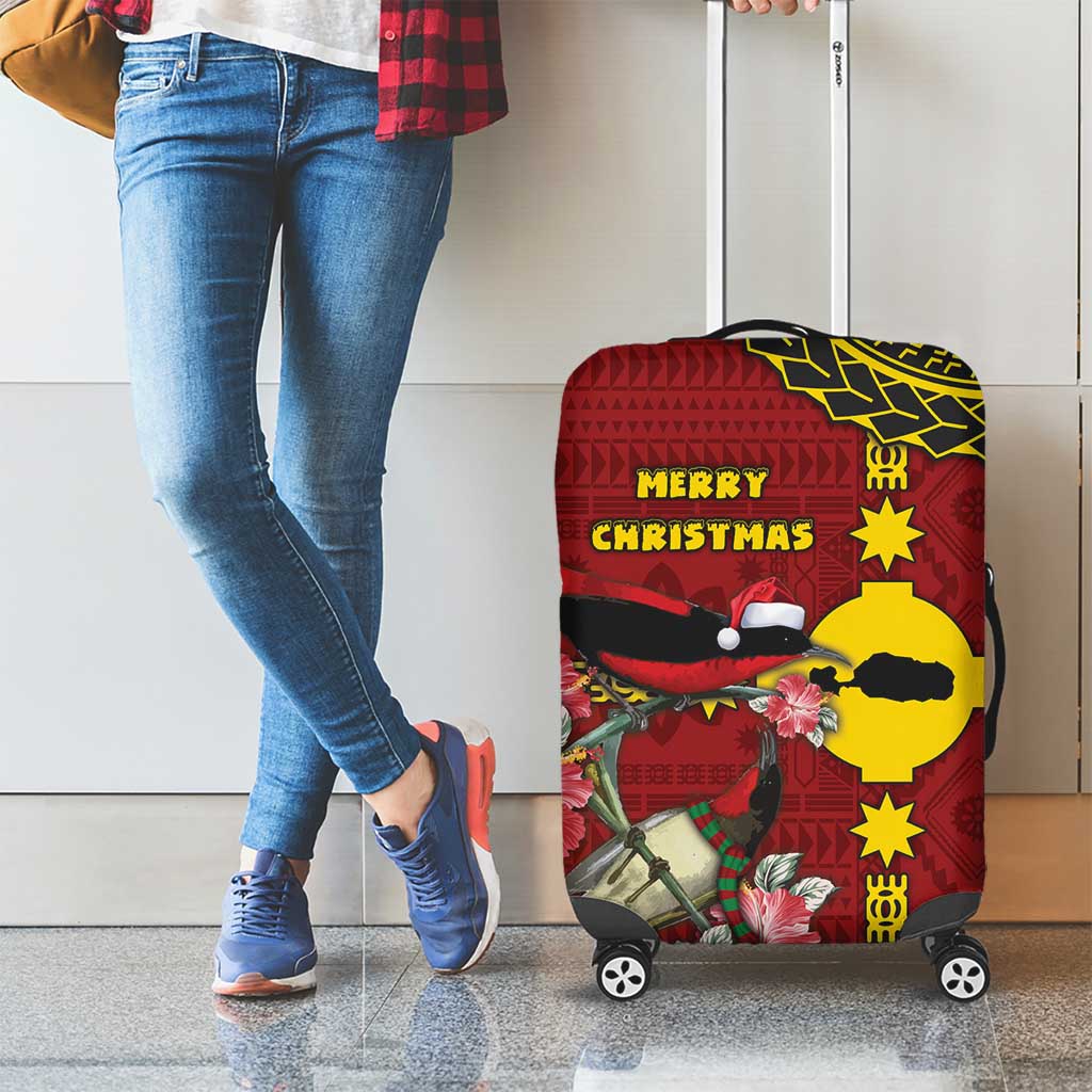 Rotuma Christmas Luggage Cover Rotuma Myzomela Birds With Hibiscus Flowers DT05 - Polynesian Pride