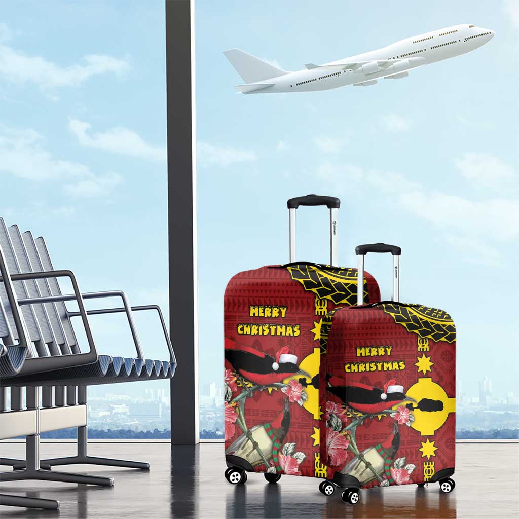 Rotuma Christmas Luggage Cover Rotuma Myzomela Birds With Hibiscus Flowers DT05 - Polynesian Pride