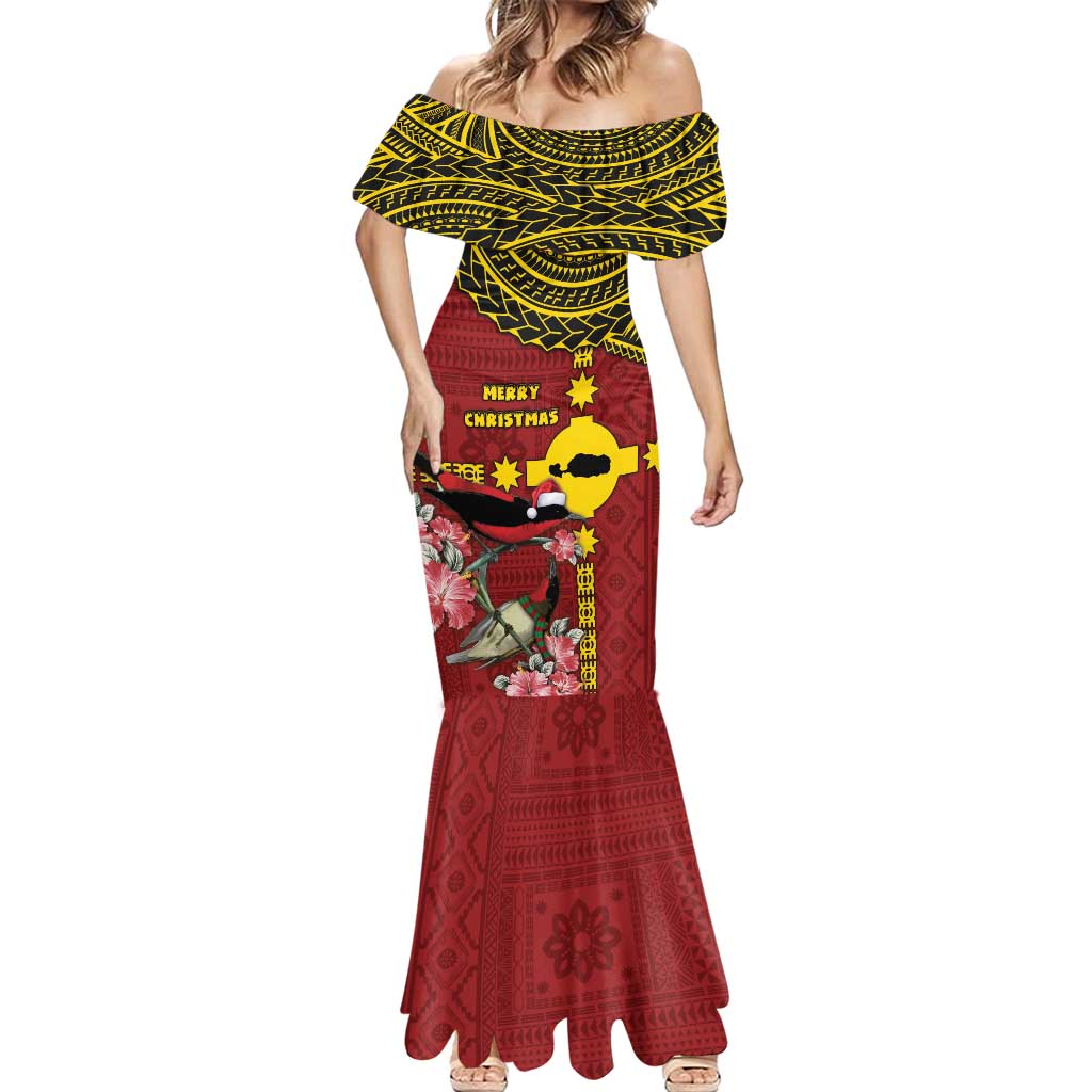 Rotuma Christmas Mermaid Dress Rotuma Myzomela Birds With Hibiscus Flowers DT05 - Polynesian Pride