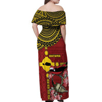 Rotuma Christmas Off Shoulder Maxi Dress Rotuma Myzomela Birds With Hibiscus Flowers DT05 - Polynesian Pride