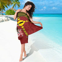 Rotuma Christmas Sarong Rotuma Myzomela Birds With Hibiscus Flowers - Polynesian Pride