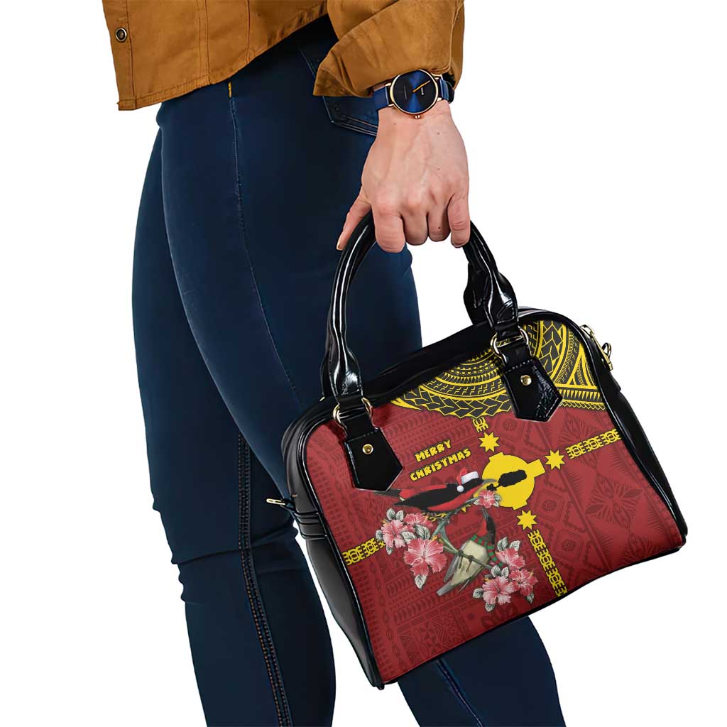 Rotuma Christmas Shoulder Handbag Rotuma Myzomela Birds With Hibiscus Flowers - Polynesian Pride