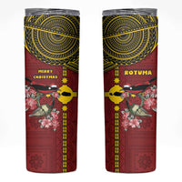Rotuma Christmas Skinny Tumbler Rotuma Myzomela Birds With Hibiscus Flowers DT05 Red - Polynesian Pride
