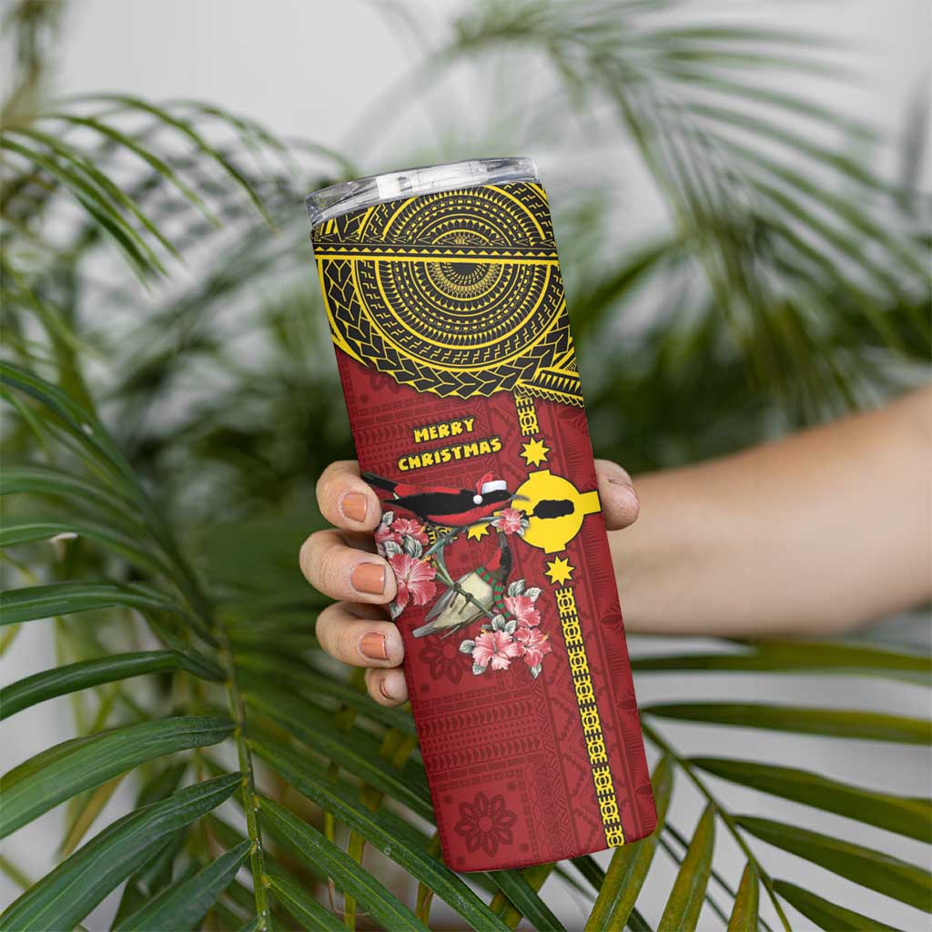Rotuma Christmas Skinny Tumbler Rotuma Myzomela Birds With Hibiscus Flowers DT05 - Polynesian Pride
