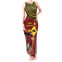 Rotuma Christmas Tank Maxi Dress Rotuma Myzomela Birds With Hibiscus Flowers DT05 Women Red - Polynesian Pride