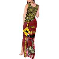 Rotuma Christmas Tank Maxi Dress Rotuma Myzomela Birds With Hibiscus Flowers DT05 - Polynesian Pride