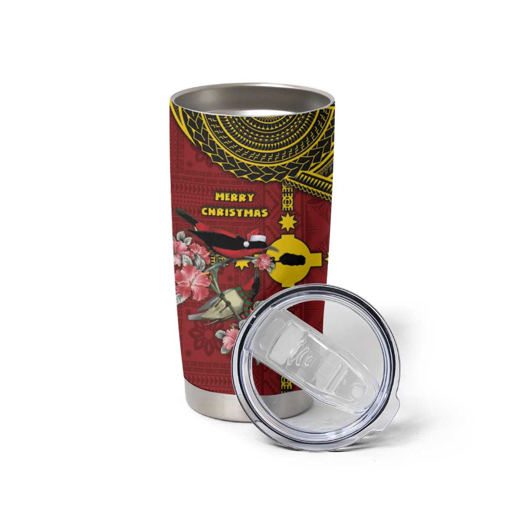 Rotuma Christmas Tumbler Cup Rotuma Myzomela Birds With Hibiscus Flowers DT05 - Polynesian Pride