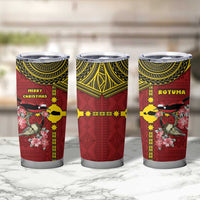 Rotuma Christmas Tumbler Cup Rotuma Myzomela Birds With Hibiscus Flowers DT05 - Polynesian Pride