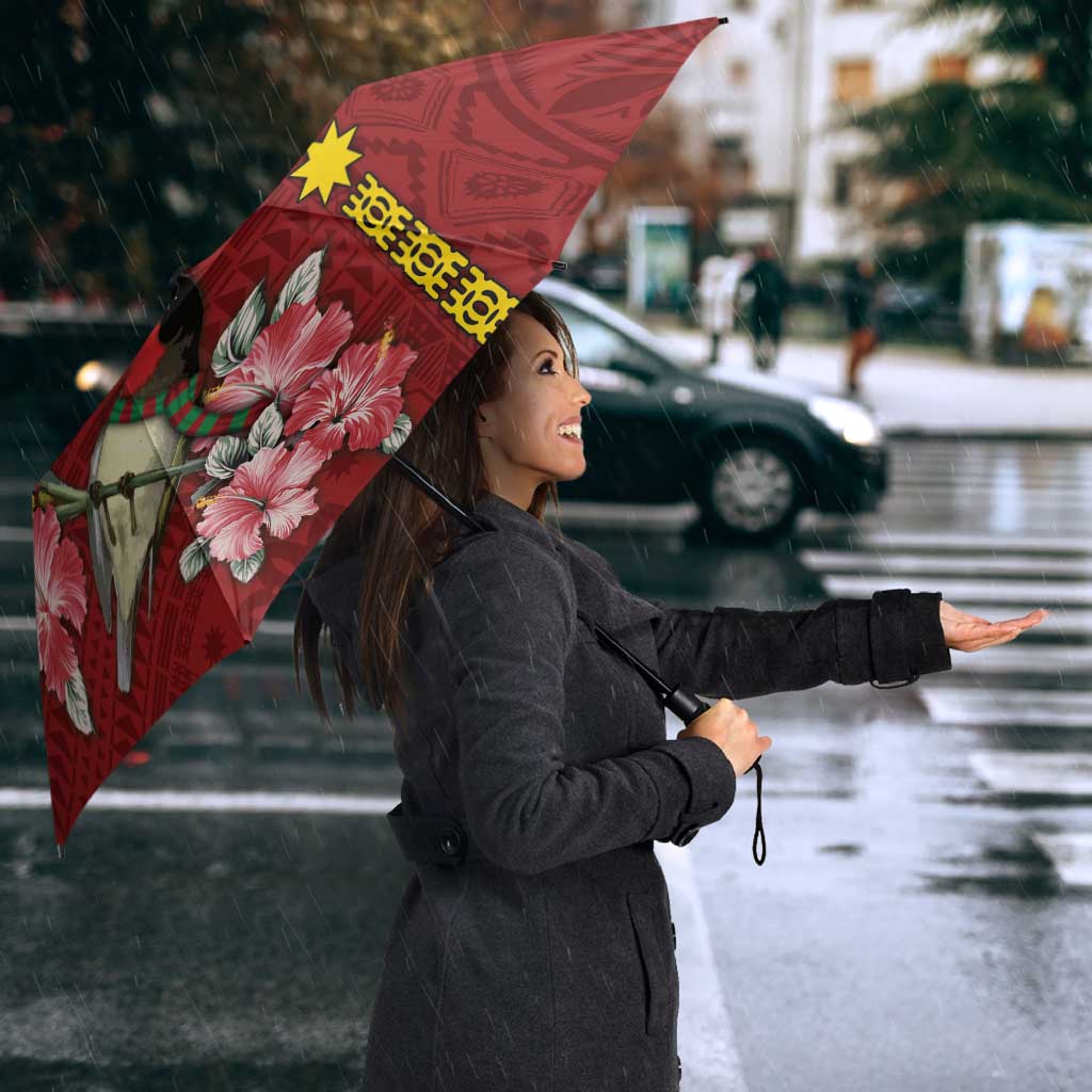Rotuma Christmas Umbrella Rotuma Myzomela Birds With Hibiscus Flowers - Polynesian Pride
