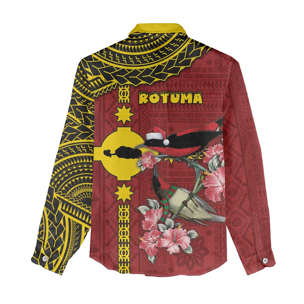 Rotuma Christmas Women Casual Shirt Rotuma Myzomela Birds With Hibiscus Flowers DT05 - Polynesian Pride