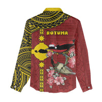 Rotuma Christmas Women Casual Shirt Rotuma Myzomela Birds With Hibiscus Flowers DT05 - Polynesian Pride