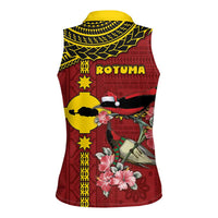 Rotuma Christmas Women Sleeveless Polo Shirt Rotuma Myzomela Birds With Hibiscus Flowers DT05 - Polynesian Pride