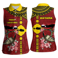 Rotuma Christmas Women Sleeveless Polo Shirt Rotuma Myzomela Birds With Hibiscus Flowers DT05 - Polynesian Pride