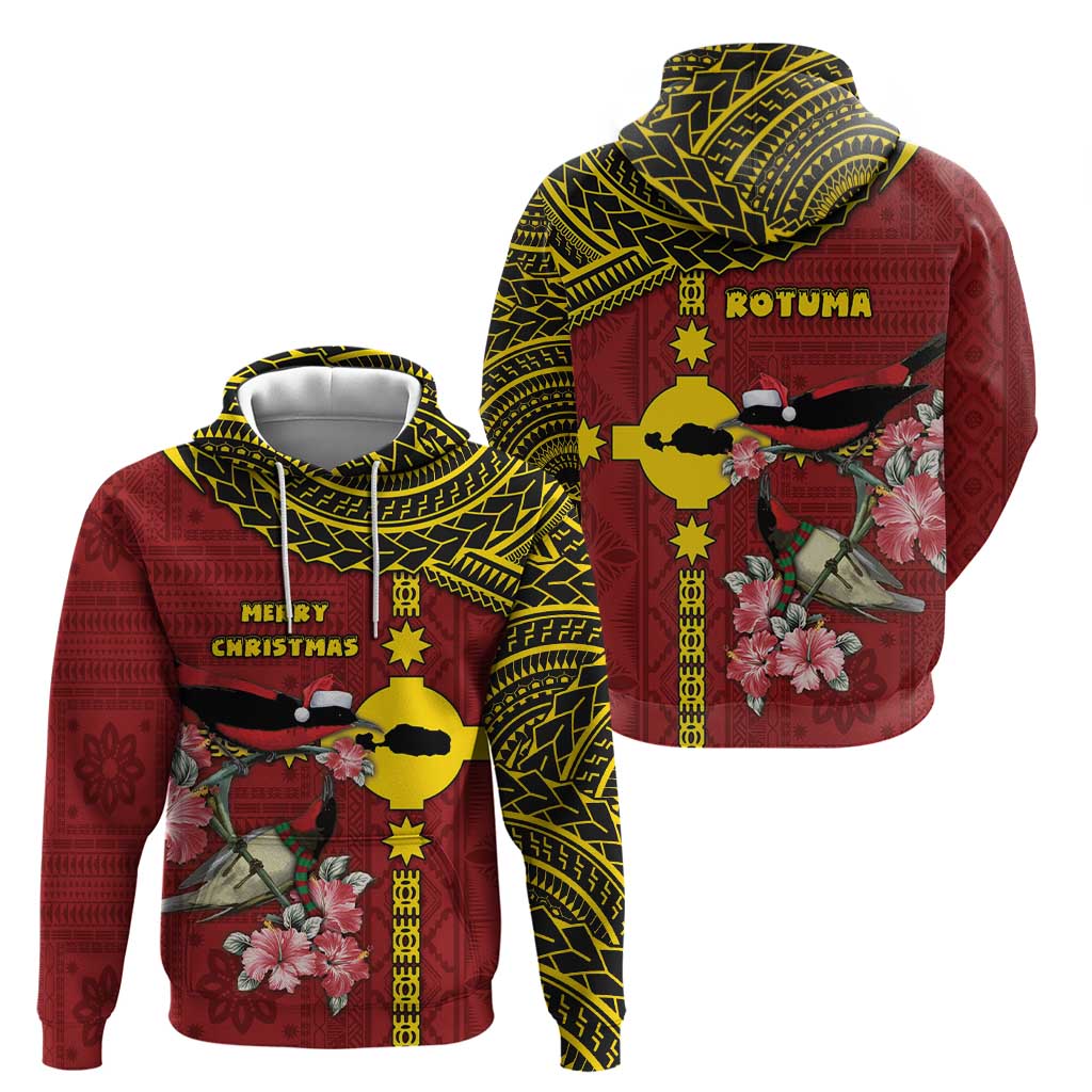 Rotuma Christmas Zip Hoodie Rotuma Myzomela Birds With Hibiscus Flowers DT05 - Polynesian Pride