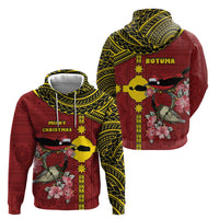 Rotuma Christmas Zip Hoodie Rotuma Myzomela Birds With Hibiscus Flowers DT05 - Polynesian Pride