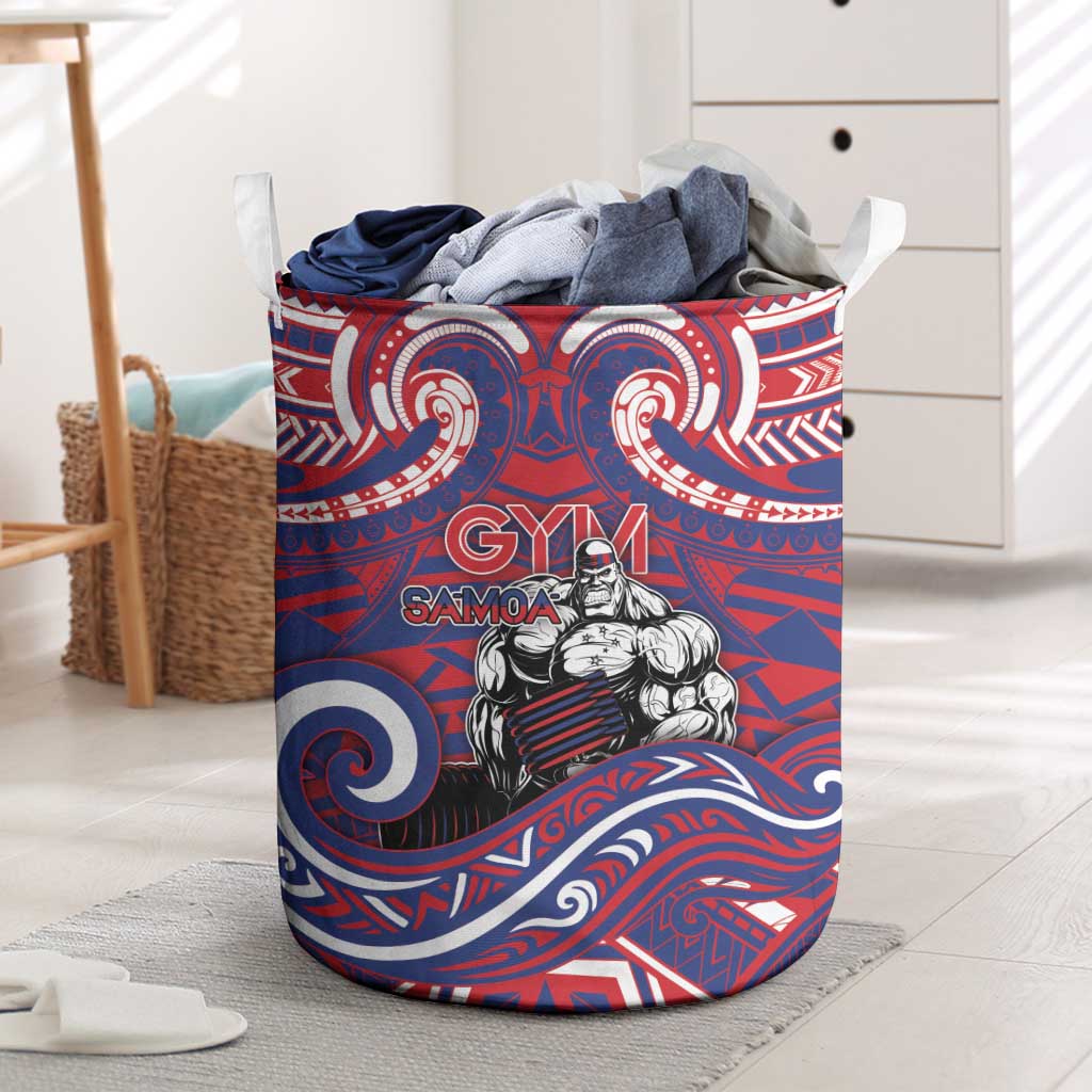 Samoa Gym Laundry Basket Muscle Samoan Tribal Waves DT05 Navy - Polynesian Pride