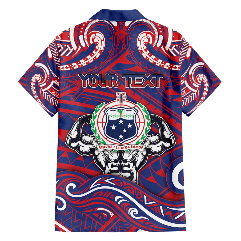 Personalised Samoa Gym Family Matching Long Sleeve Bodycon Dress and Hawaiian Shirt Muscle Samoan Tribal Waves DT05 - Polynesian Pride