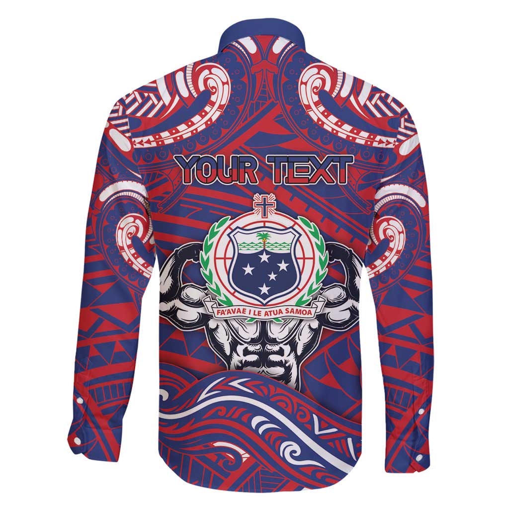 Personalised Samoa Gym Family Matching Long Sleeve Bodycon Dress and Hawaiian Shirt Muscle Samoan Tribal Waves DT05 - Polynesian Pride