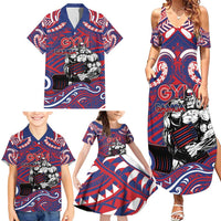 Personalised Samoa Gym Family Matching Summer Maxi Dress and Hawaiian Shirt Muscle Samoan Tribal Waves DT05 - Polynesian Pride