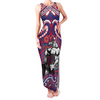 Personalised Samoa Gym Family Matching Tank Maxi Dress and Hawaiian Shirt Muscle Samoan Tribal Waves DT05 Mom's Dress Navy - Polynesian Pride