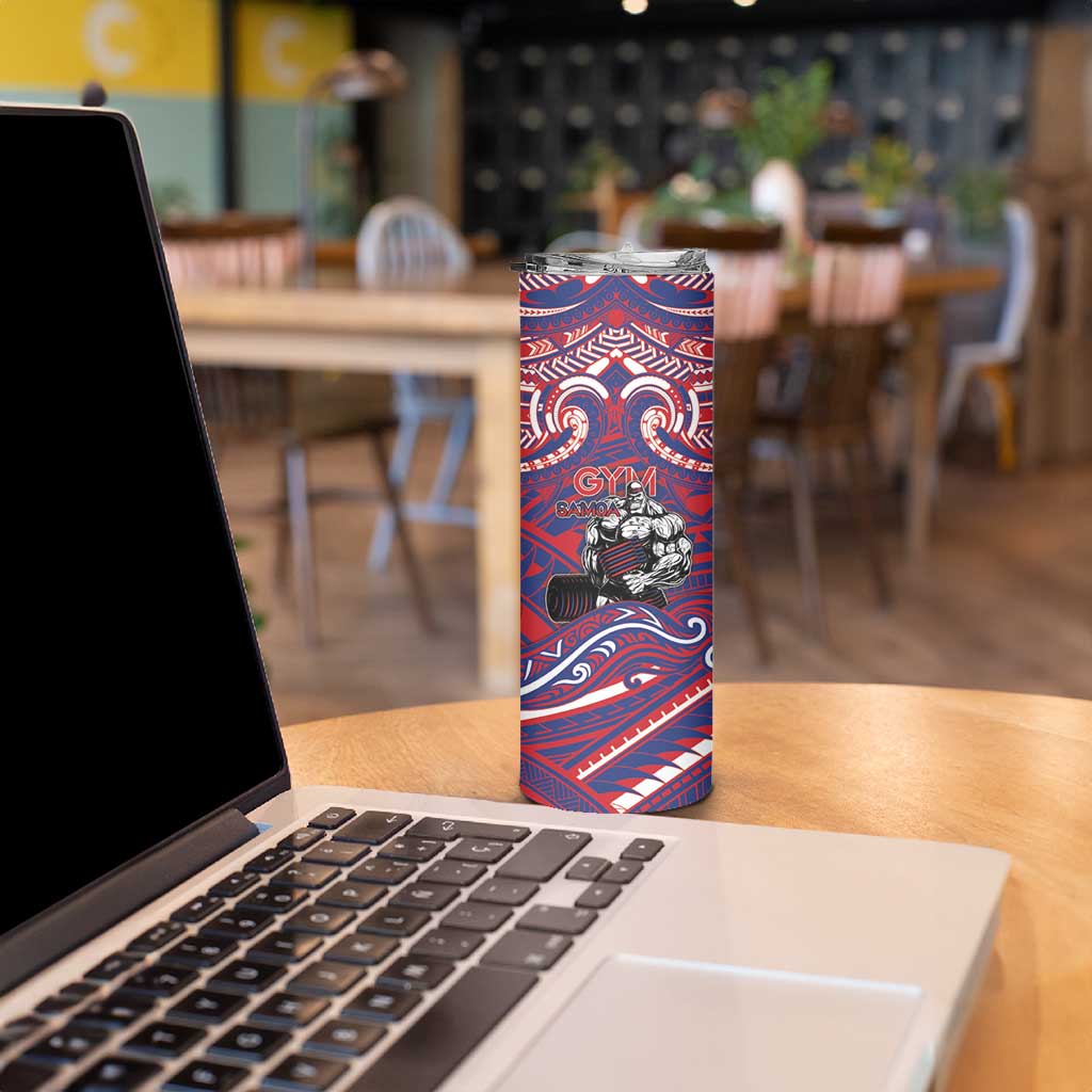 Personalised Samoa Gym Skinny Tumbler Muscle Samoan Tribal Waves - Polynesian Pride