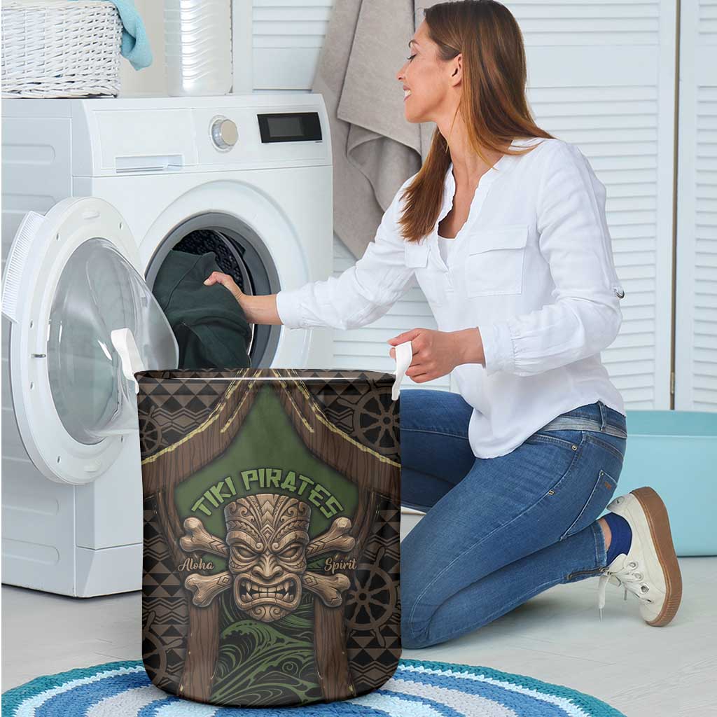 Hawaii Tiki Pirates Laundry Basket Kakau Pattern Polynesian Style