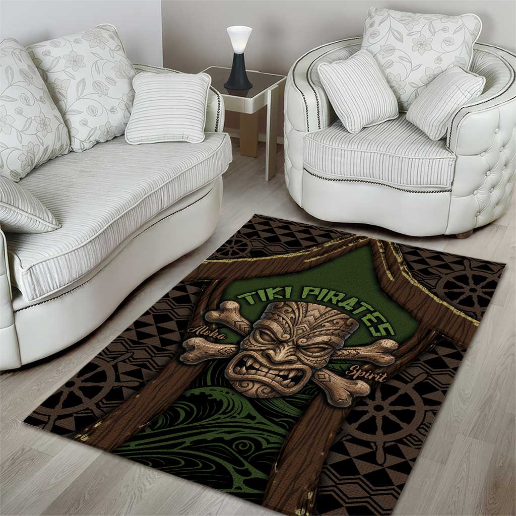 Hawaii Tiki Pirates Area Rug Kakau Pattern Polynesian Style
