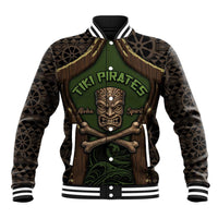 Personalised Hawaii Tiki Pirates Baseball Jacket Kakau Pattern Polynesian Style