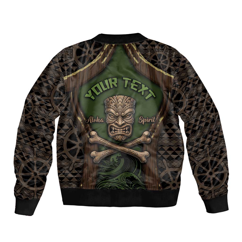 Personalised Hawaii Tiki Pirates Bomber Jacket Kakau Pattern Polynesian Style