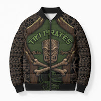 Personalised Hawaii Tiki Pirates Bomber Puffer Jacket Kakau Pattern Polynesian Style