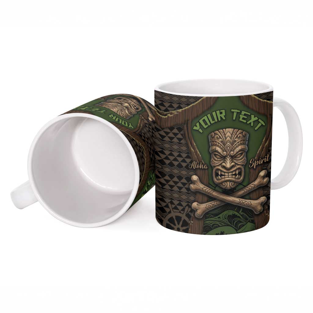 Personalised Hawaii Tiki Pirates Ceramic Mug Kakau Pattern Polynesian Style