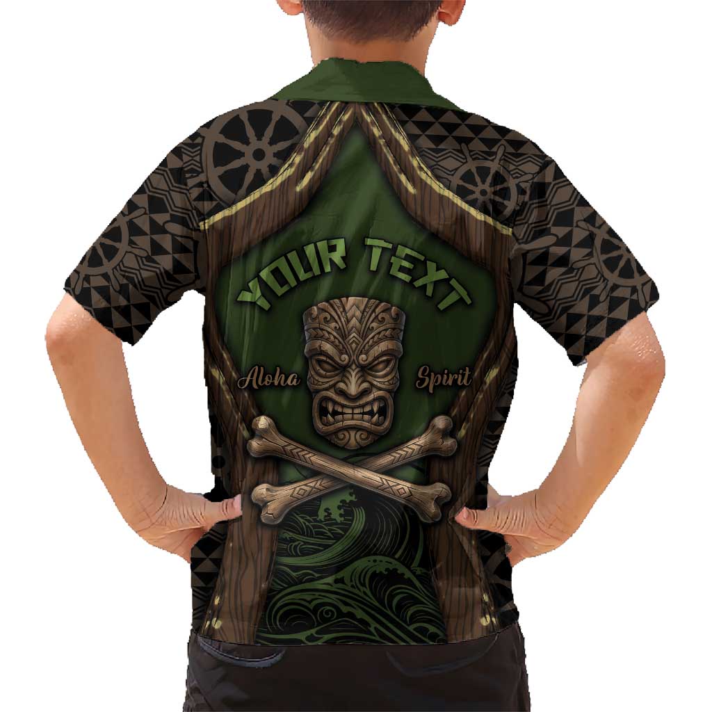 Personalised Hawaii Tiki Pirates Family Matching Long Sleeve Bodycon Dress and Hawaiian Shirt Kakau Pattern Polynesian Style DT05 - Polynesian Pride