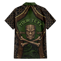 Personalised Hawaii Tiki Pirates Family Matching Off The Shoulder Long Sleeve Dress and Hawaiian Shirt Kakau Pattern Polynesian Style DT05 - Polynesian Pride